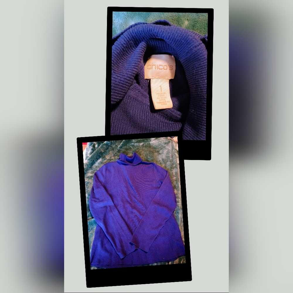 Chico's Rich Blue Women's Turtleneck Sweater